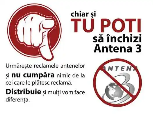 Boicotarea produselor care-si fac publicitate la Antena 3