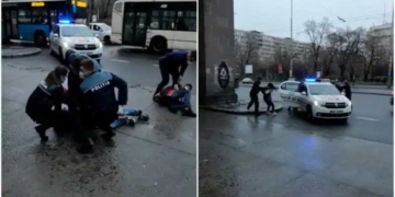 VIDEO. STOP Abuzurilor asupra romanilor: Doi bărbați și o femeie, tăvăliți pe jos de polițiști
