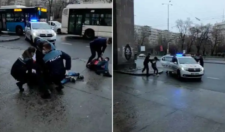 VIDEO. STOP Abuzurilor asupra romanilor: Doi bărbați și o femeie, tăvăliți pe jos de polițiști
