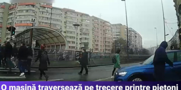 Un șofer s-a comportat exact ca un pieton, traversând cu mașina două treceri și un trotuar din centrul Bucureștiului