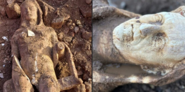 Statuia lui Hercule, în mărime naturală, descoperită în sistemul de canalizare din Roma