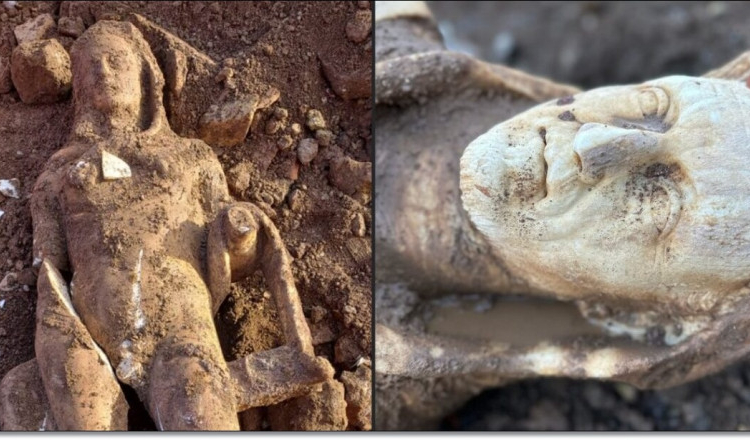 Statuia lui Hercule, în mărime naturală, descoperită în sistemul de canalizare din Roma