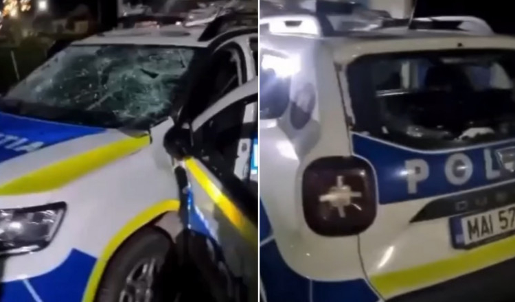 Un bărbat din Caraș-Severin a distrus cu ciocanul o mașină de Poliție. „Nu suport poliția!”