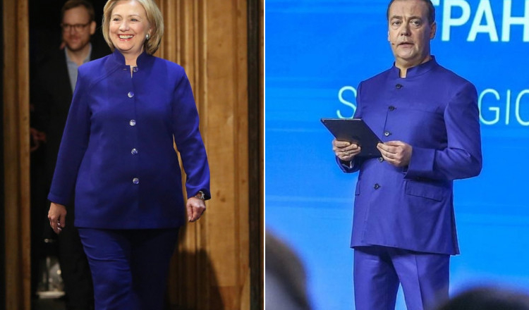 Medvedev, subiect de glume: „Poartă costumul lui Hillary Clinton?”