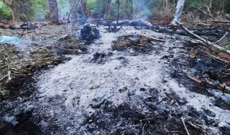 Imagini cu resturile de dronă găsite la Plauru. În zonă sunt mai multe cratere