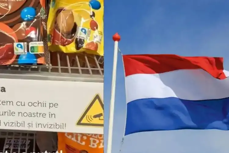 Diaspora românească: Olandezii au lipit mesaje în limba română la rafturile supermarketurilor: „Nu fura!